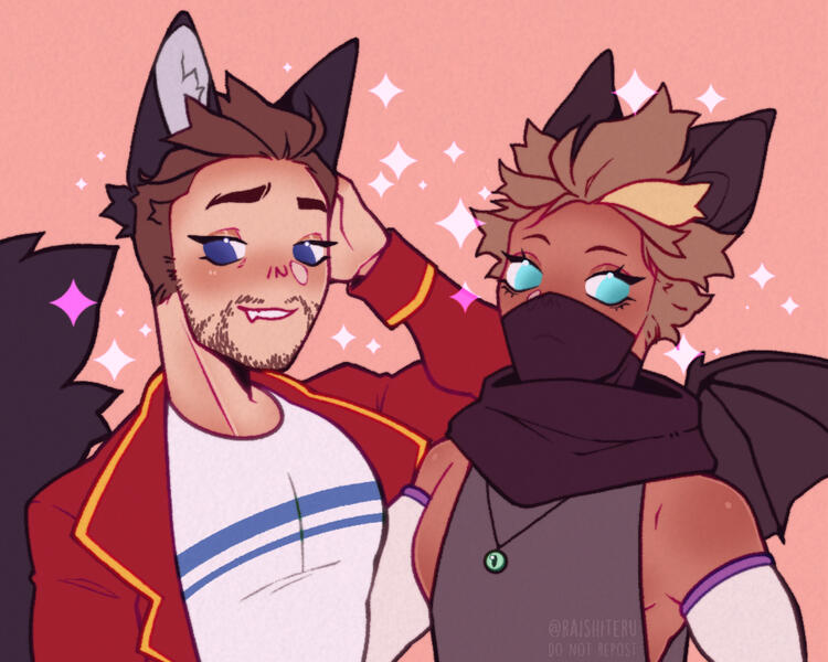 wolf!Xephos &amp; bat!Rythian (Yogscast Fanart)